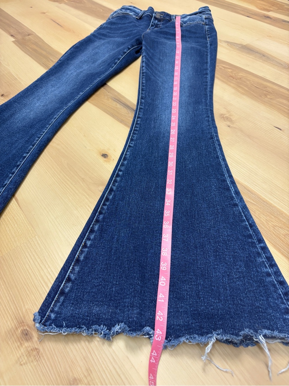 Flying Monkey High Rise Extreme Flare Jeans Dark Wash Raw Hem Size 29 BY4345L - Picture 12 of 16